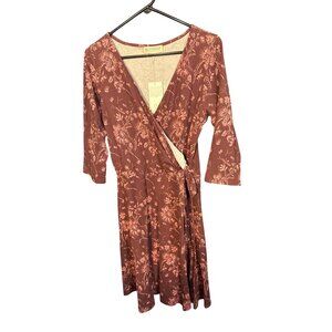 Synergy XL Organic Wrap Dress With Floral Pattern‎ NWT